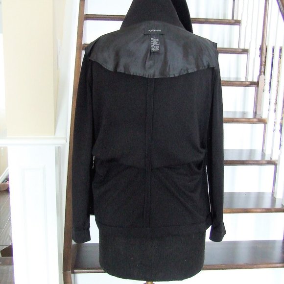 Black Stretchy Jacket Sweater Top with Large Collar 14 L - Picture 6 of 7